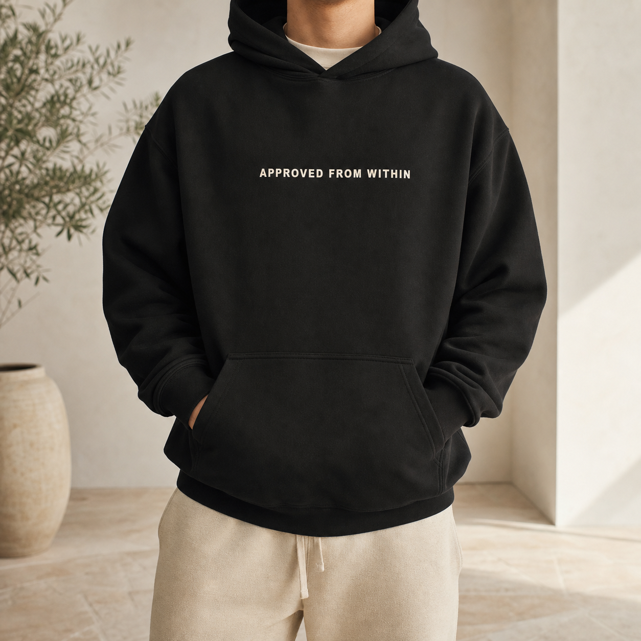 Approved From Within black hoodie product photo