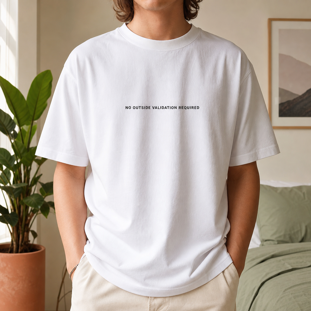No Outside Validation Required white tee product photo